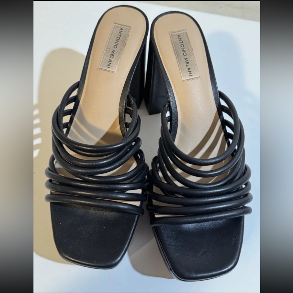Antonio Melani Black Strappy Mules